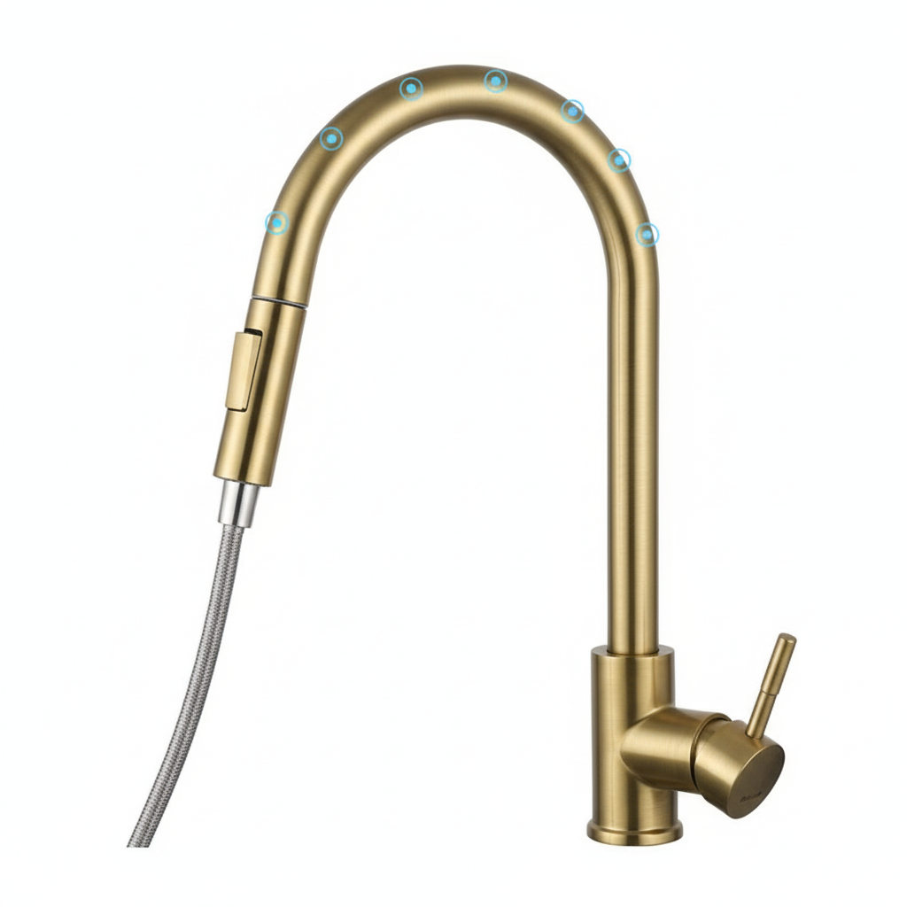 Robinet Tactile Or Brossé Inox 304