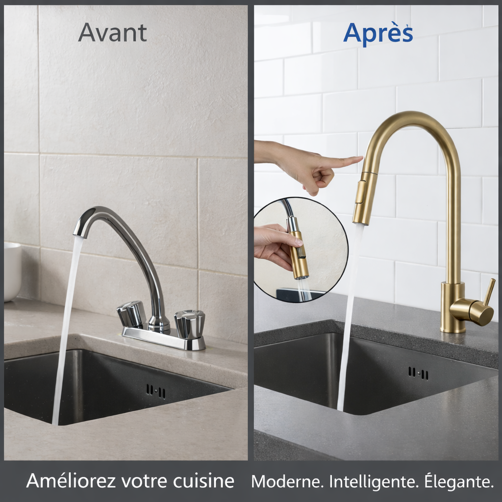 Robinet Tactile Or Brossé Inox 304